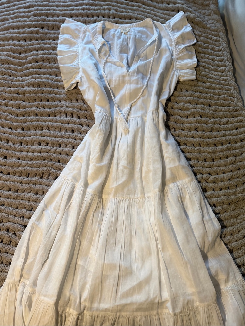 Elan White Tiered Maxi Dress